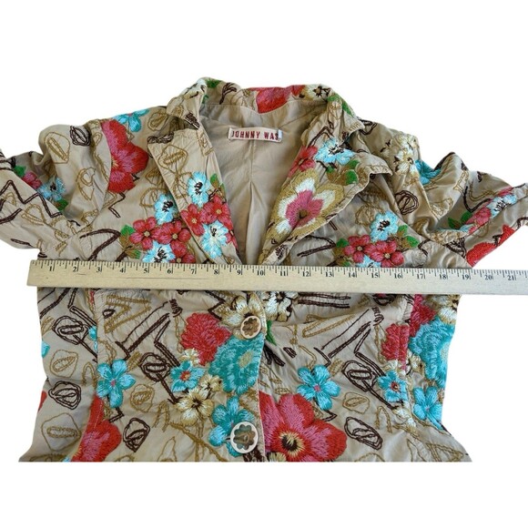 Johnny Was Floral Button-Front Embroidered Trench Coat Size Medium - Picture 9 of 11